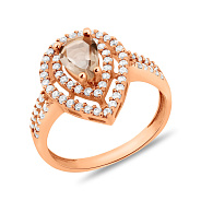 Золота каблучка з кварцом та фіанітами (арт. 151285к)