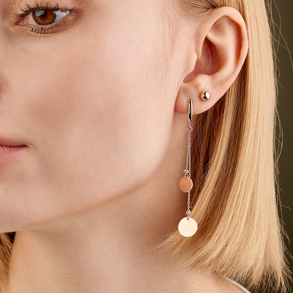 Довгі золоті сережки "Монети" без каміння (арт. 106526) – зображення 2