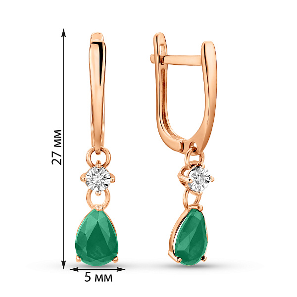 Серьги из красного золота с изумрудом и бриллиантами (арт. С011753и) – изображение 2