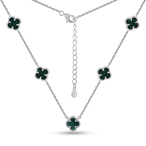 Серебряное колье Клевер с малахитом (арт. 7507/2212/7млх) – изображение 2