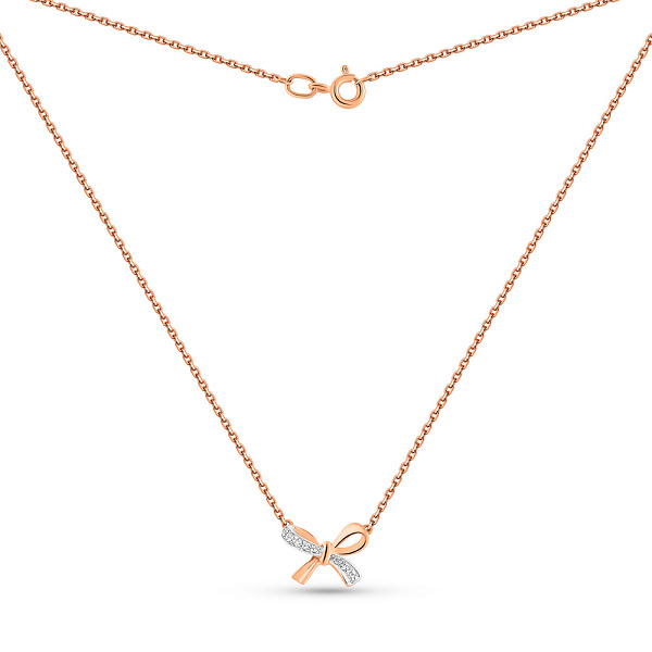 Золотое колье Бантики с фианитами (арт. 361310) – изображение 2