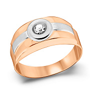 Печатка из красного и белого золота с фианитом (арт. 180559кб)