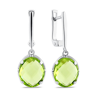 Серебряные серьги с крупным хризолитом (арт. 7502/2192411Хрз)