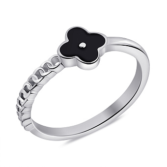 Серебряное кольцо с черной эмалью (арт. 7501/6915еч)