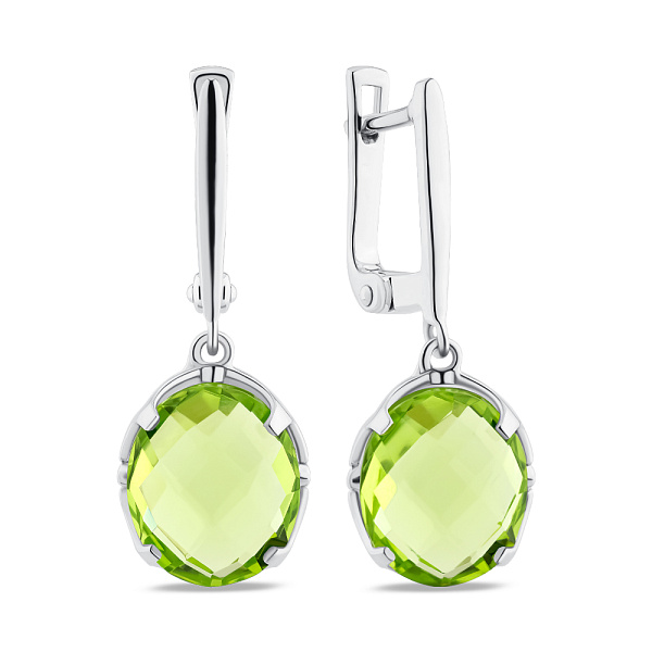 Серебряные серьги с крупным хризолитом (арт. 7502/2192411Хрз) – изображение 1