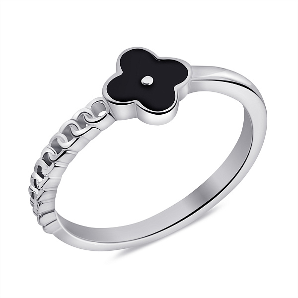 Серебряное кольцо с черной эмалью (арт. 7501/6915еч) – изображение 1