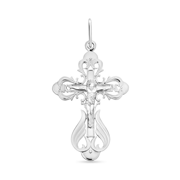 Ажурный крестик с распятием из белого золота (арт. 501622б) – изображение 1