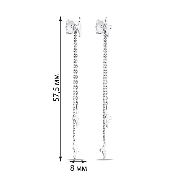 Серебряные серьги Ласточки с подвесками (арт. 7518/СК2/1024) – изображение 2