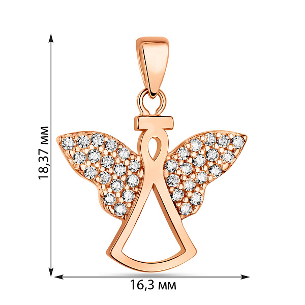 Подвес из красного золота "Ангел" с фианитами (арт. 423583) – изображение 2