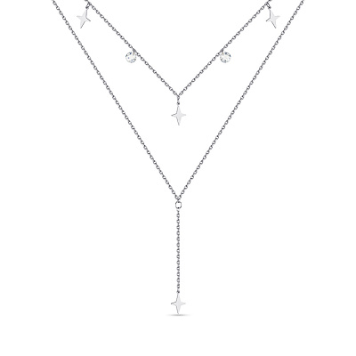 Багатошарове кольє зі срібла з підвісками  (арт. 7507/1391)