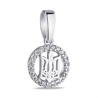 Срібний підвіс Тризуб-Герб України з фіанітами (арт. 7503/1917)