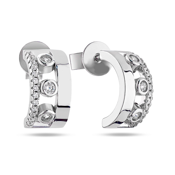 Серьги-гвоздики из серебра с фианитами (арт. 7518/6056) – изображение 1