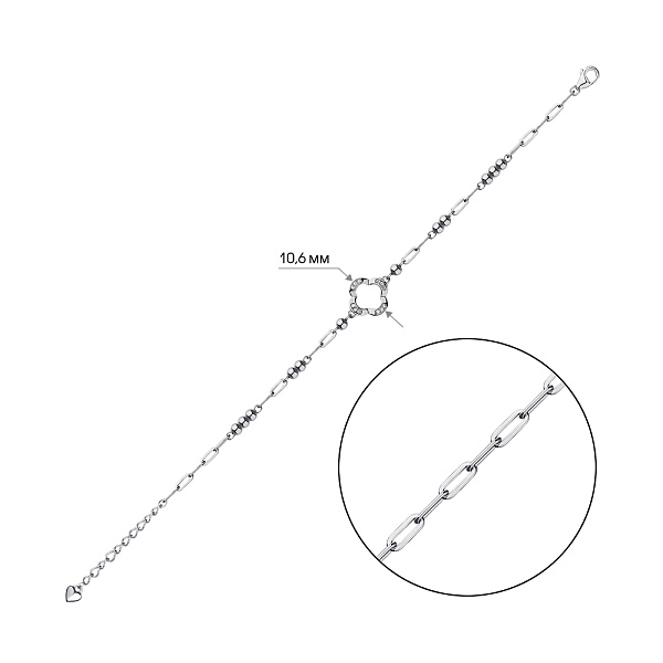 Серебряный браслет Клевер с фианитами (арт. 7509/4703) – изображение 2