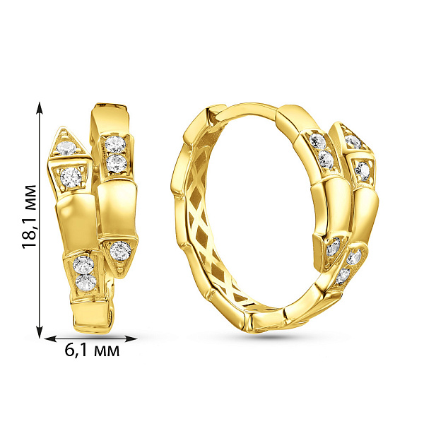 Золоті сережки Змія з фіанітами (арт. 1091587/20ж) – зображення 4