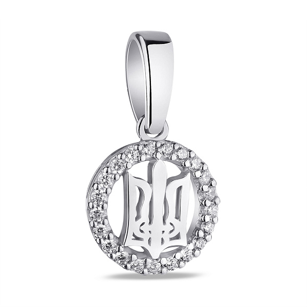 Срібний підвіс Тризуб-Герб України з фіанітами (арт. 7503/1917) – зображення 1