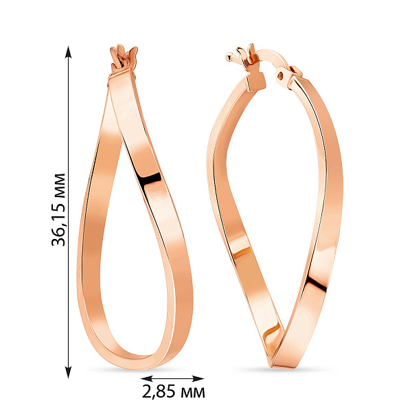 Серьги-кольца изогнутой формы из красного золота (арт. 101212/35) – изображение 4