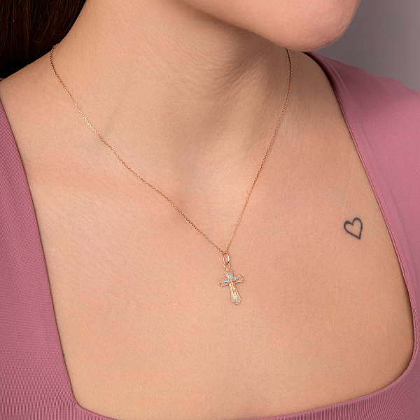 Хрестик з червоного золота з розп'яттям (арт. 520501) – зображення 2