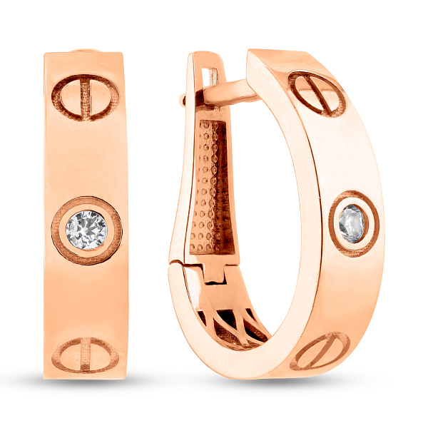 Серьги из красного золота с фианитами (арт. 1091361) – изображение 1