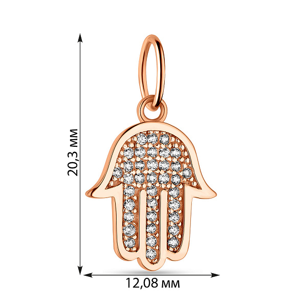 Подвес "Хамса" из красного золота (арт. 424396) – изображение 2