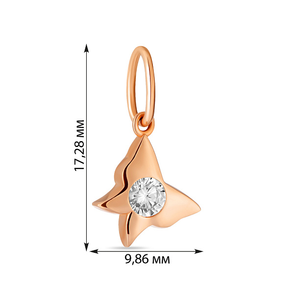 Кулон из красного золота «Бабочка» с фианитом (арт. 424071) – изображение 2