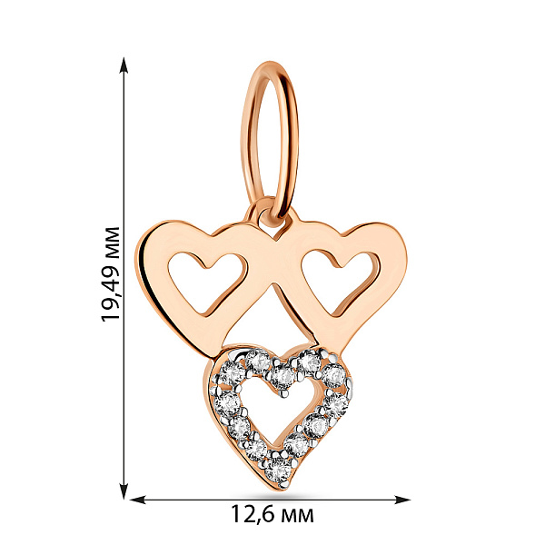 Подвес из красного золота с фианитами (арт. 423836) – изображение 2