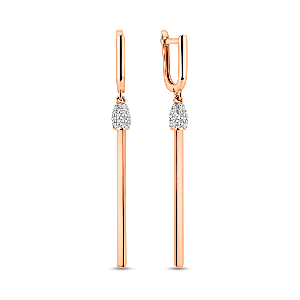 Серьги-подвески из красного золота Спичка (арт. 110023) – изображение 1