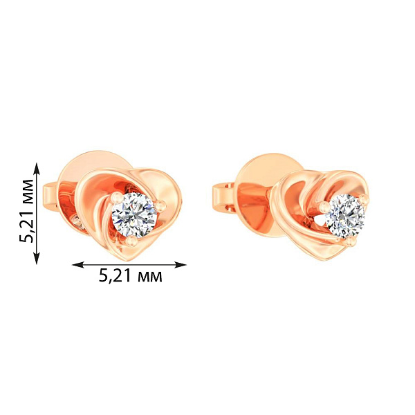 Серьги-пусеты из красного золота с бриллиантами (арт. Т011209010) – изображение 2