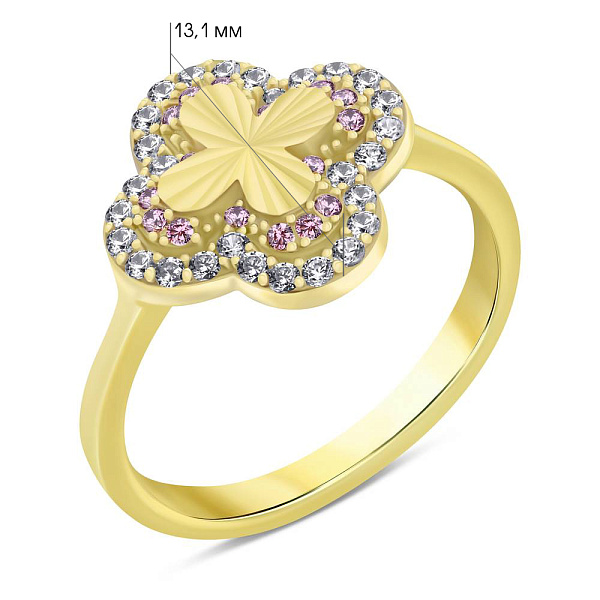 Серебряное кольцо Клевер с альпинитами и фианитами (арт. 7501/6939/15жар) – изображение 2