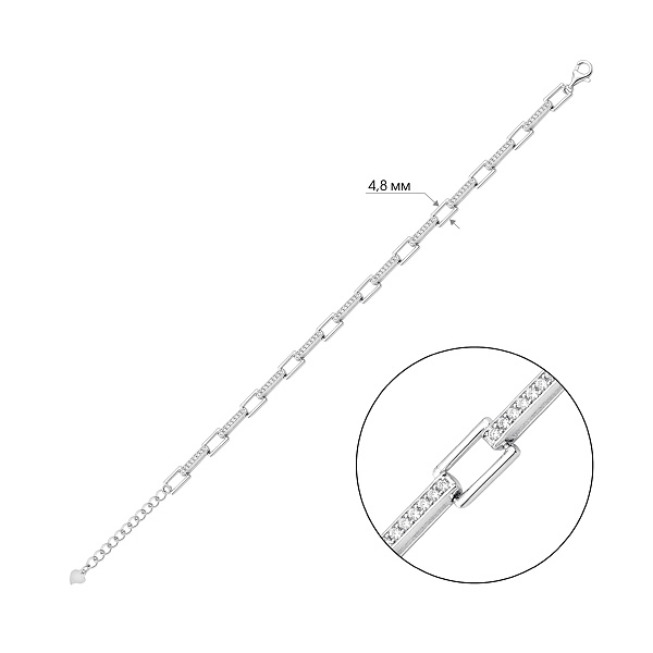 Серебряный массивный браслет с фианитами (арт. 7509/5457) – изображение 2