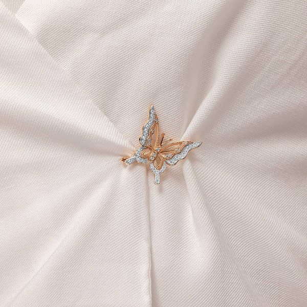 Золота брошка «Метелик» з фіанітами (арт. 360040) – зображення 2