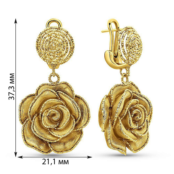 Золоті сережки Троянда Francelli (арт. 1091355ж) – зображення 5