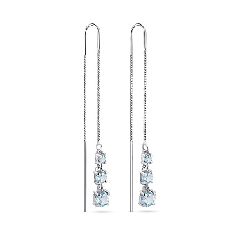 Длинные серебряные серьги-протяжки с топазами (арт. 7502/2167419Пг)