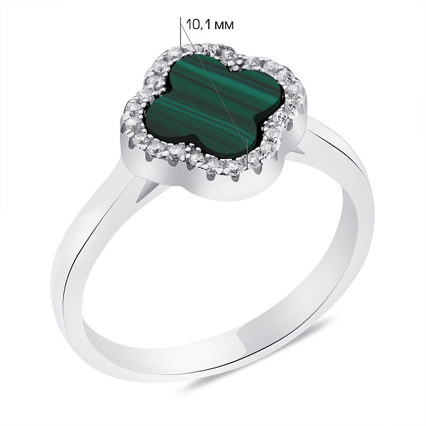 Серебряное кольцо с малахитом (арт. 7501/6197/10млх) – изображение 2