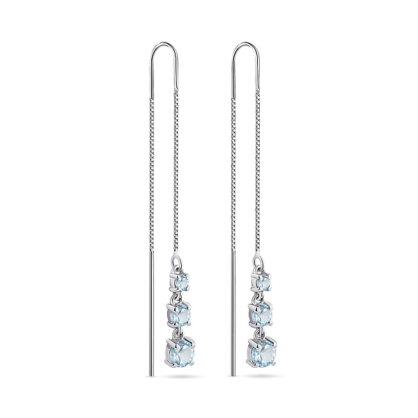 Длинные серебряные серьги-протяжки с топазами (арт. 7502/2167419Пг) – изображение 1