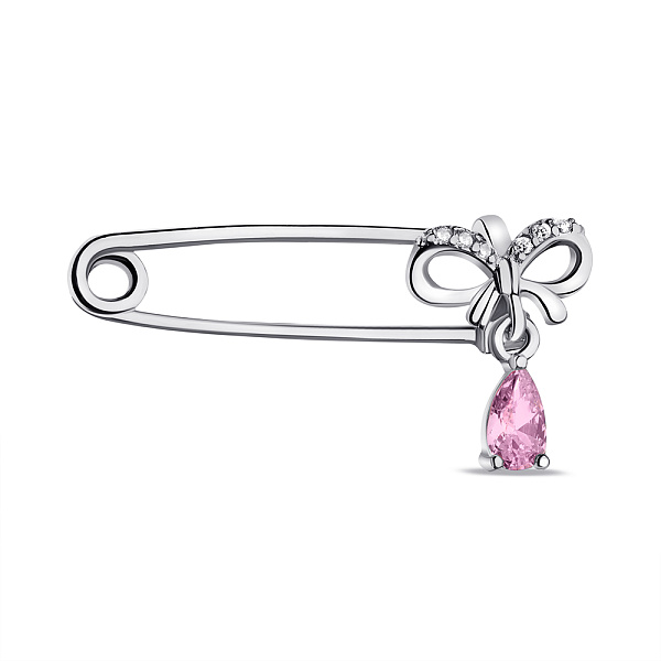 Срібна шпилька Бант з фіанітами (арт. 7511/БР2ФР/027) – зображення 1