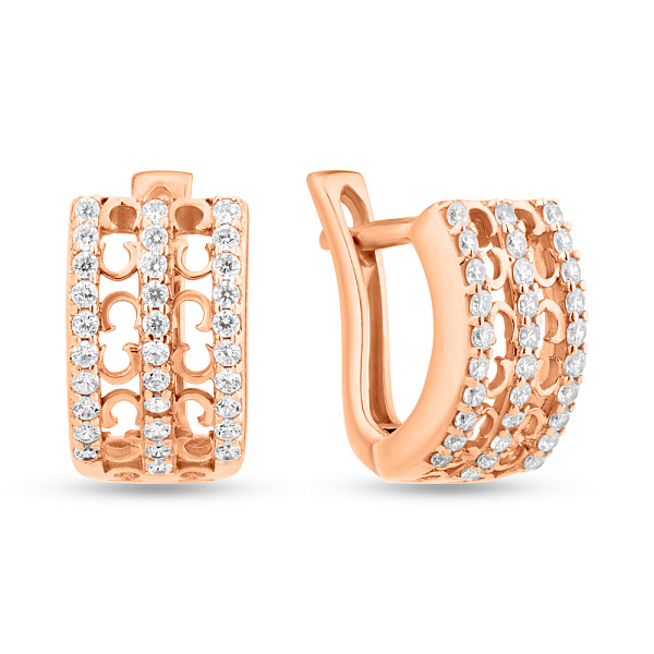 Серьги из красного золота с фианитами (арт. 103338) – изображение 1