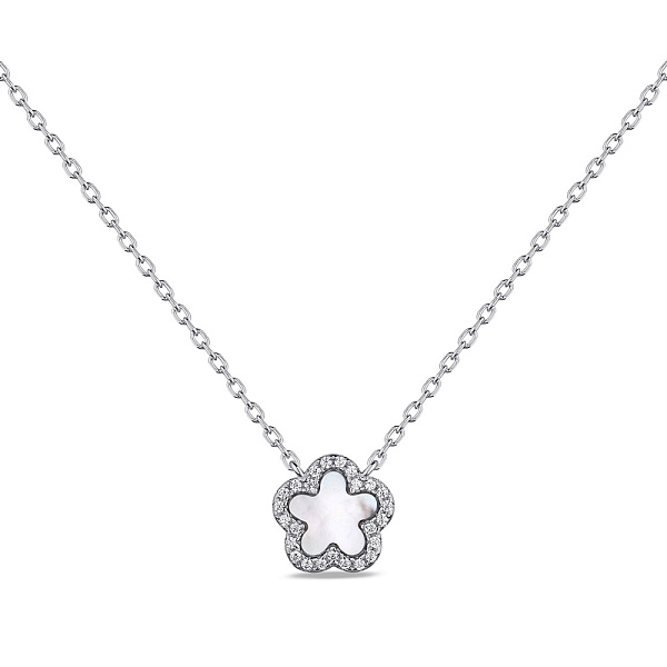 Серебряное колье с перламутром и фианитами (арт. 7507/2186/10п) – изображение 1