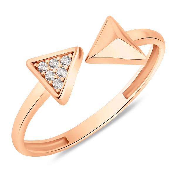 Незамкнутое золотое кольцо с фианитами (арт. 155859) – изображение 1