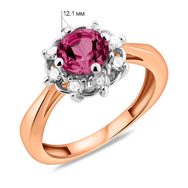 Кольцо из красного золота с гранатом и фианитами (арт. 141042ПгР) – изображение 2