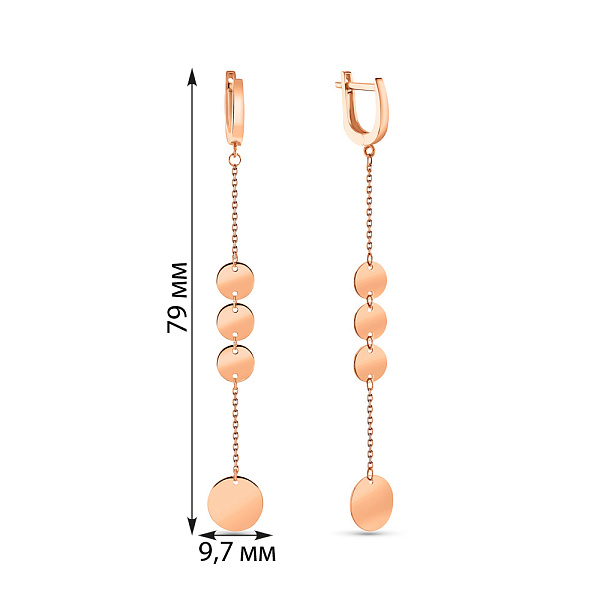 Длинные золотые серьги-подвески "Монеты" (арт. 109259) – изображение 2