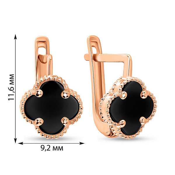 Золоті сережки з оніксом (арт. 106088/9о) – зображення 2