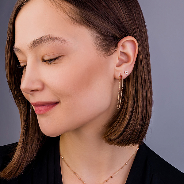 Золоті сережки-пусети Сердечка (арт. 2190233101) – зображення 3