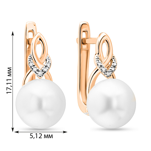 Серьги из золота с жемчугом и бриллиантами (арт. С011107) – изображение 2