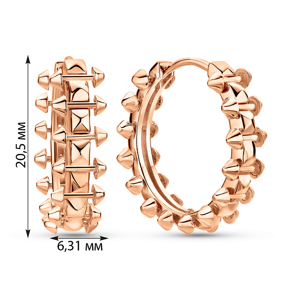 Серьги-кольца из красного золота (арт. 1091351/20) – изображение 2