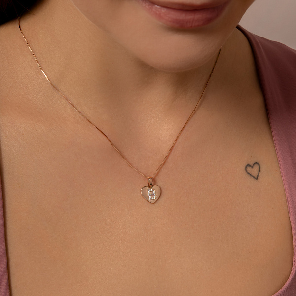 Золотая подвеска Буква В с фианитами (арт. 440981) – изображение 2