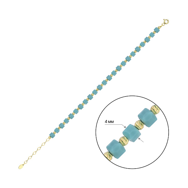Серебряный браслет с ониксом и желтым родированием (арт. 7509/2101/4жог) – изображение 2