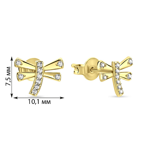 Золоті пусети «Бабка» з фіанітами (арт. 102109ж) – зображення 2
