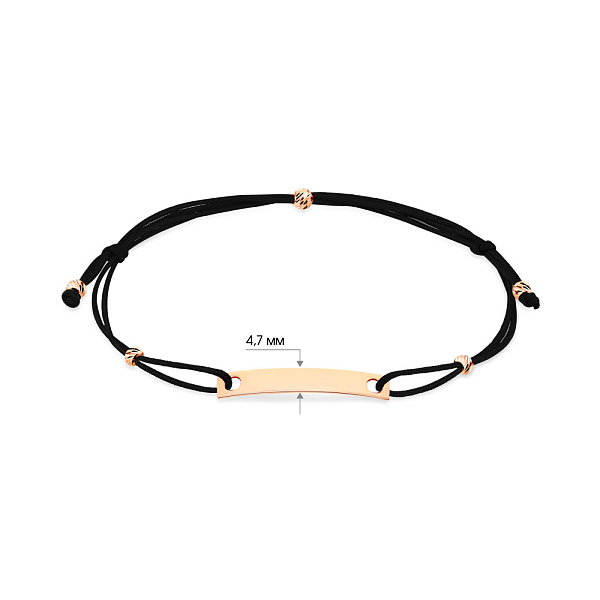 Браслет на нитці з золотою пластиною (арт. 340007ч) – зображення 3