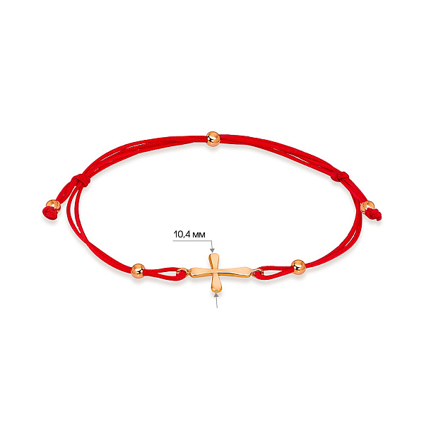 Браслет на нити «Крестик» с золотыми вставками (арт. 324580) – изображение 2