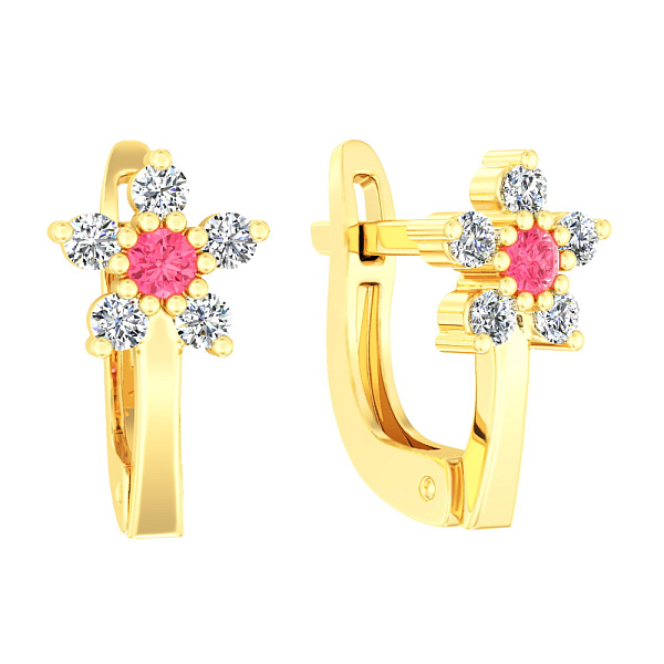 Дитячі сережки «Квіточки» з жовтого золота (арт. 110613жр) – зображення 1